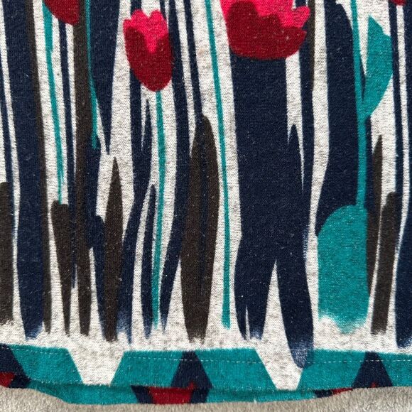 Funky People Tulip Print Sweater Mini Dress Womens Small Gray Cap Sleeve Tassel - Picture 9 of 9